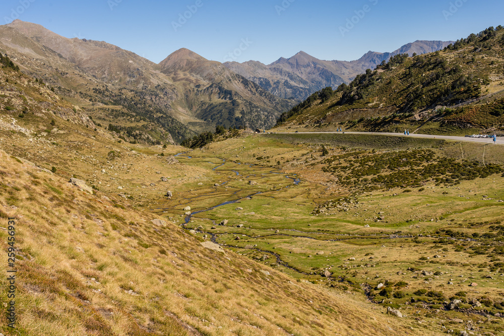 Aussicht vom Wanderweg zum Estanys de Tristaina, Pyraeneen, Andorra