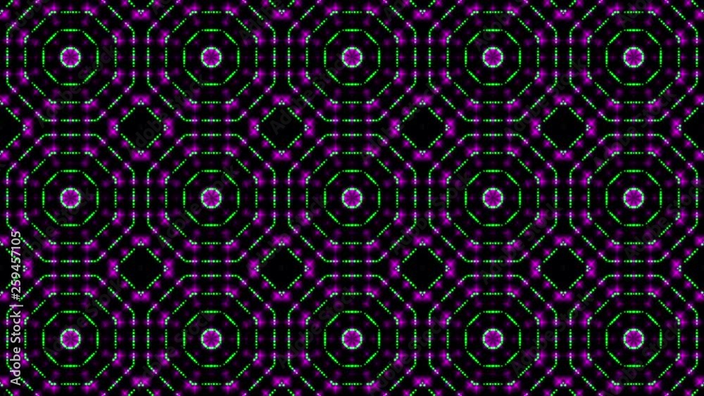 Animated light shinning green and pink dots and stars geometrical shapes. Bright shinning colored dots and stars with 3D camera movement. Abstract background with neon and stars and dots effect Animated light shinning green and pink dots and stars geometrical shapes. Bright shinning colored dots and stars with 3D camera movement. Abstract background with neon and stars and dots effect