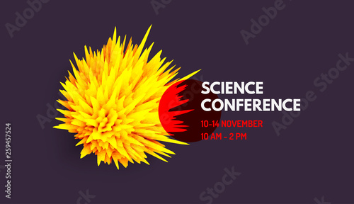 Science conference. Can be used for online courses, master class, seminar, presentation, webinar or lecture. Vector illustration for banner, poster, flyer and magazine page.