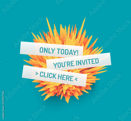 Prickly ball for design project. Business event invitation template. Can be used for online courses, master class, seminar, presentation, webinar or lecture. Vector illustration.