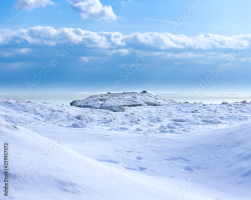 winter landscape and blue sky