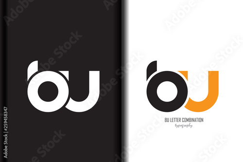 Design of alphabet letter logo bu b u combination with black orange white color for a company or business - Vector