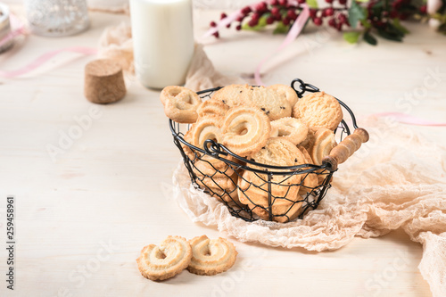 Vanilla Cookies on wooden table