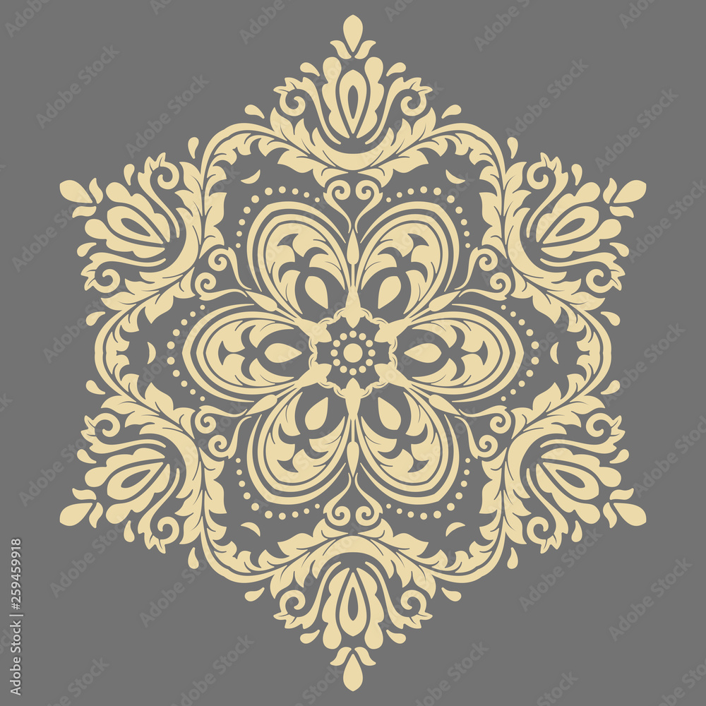 Elegant ornament in classic style. Abstract traditional round golden pattern with oriental elements. Classic vintage pattern