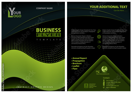 Flyer Template with Neon Gr...