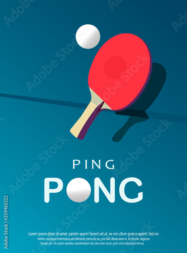 Ping pong Poster Template. Table and rackets for ping-pong. Vector illustration