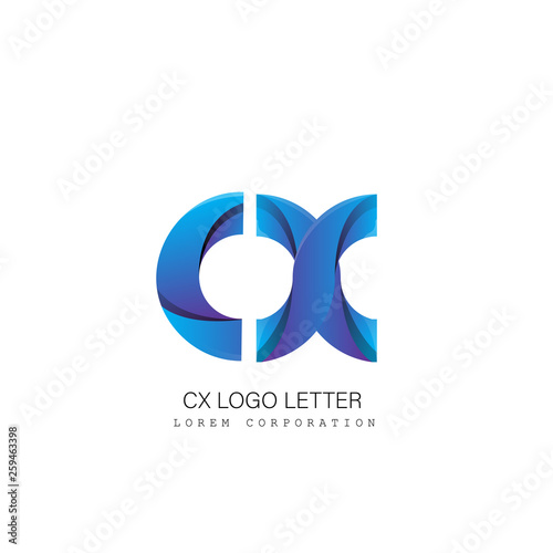 cx c x circle lowercase design of alphabet letter combination with infinity suitable as a logo for a company or business - Vector