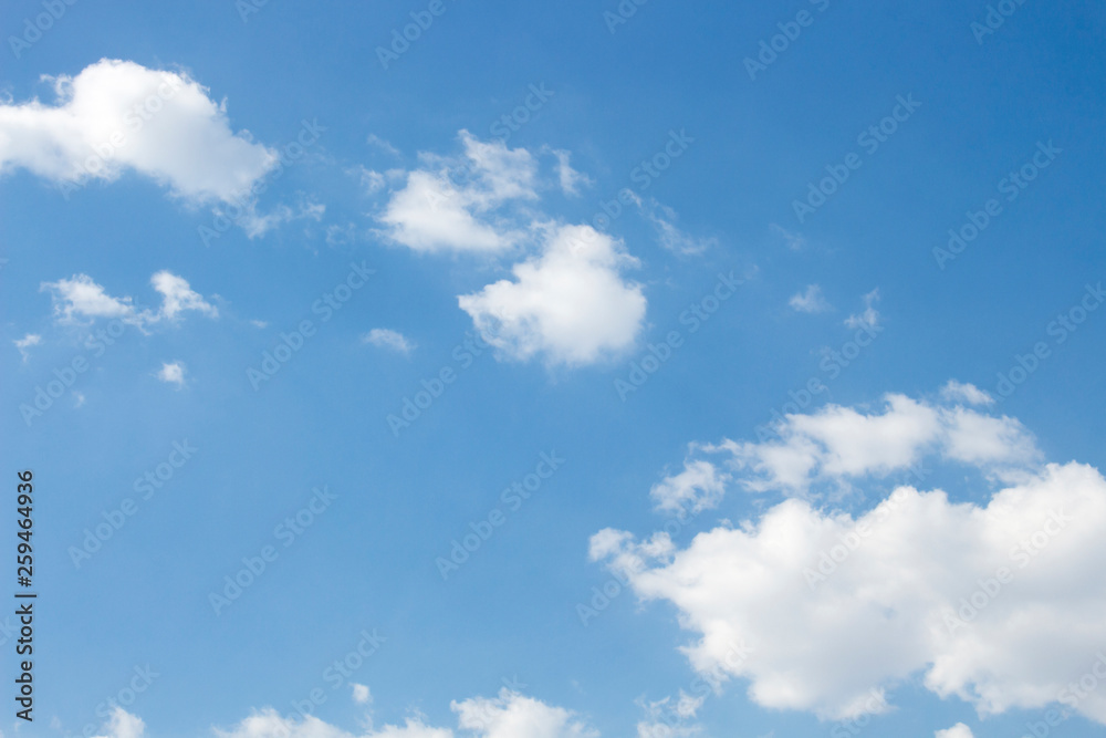 Bright blue sky with white clouds for background or wallpapers