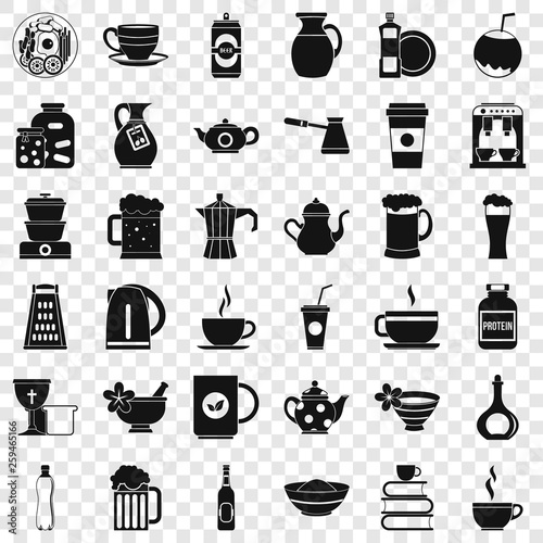 Crockery icons set. Simple style of 36 crockery vector icons for web for any design