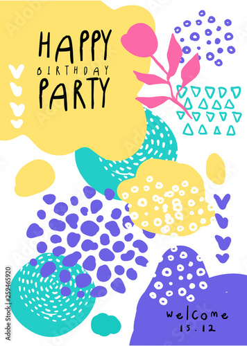 Happy birthday party, colorful template with date can be used for placard, invitation, poster, banner, card, flyer vector Illustration © topvectors