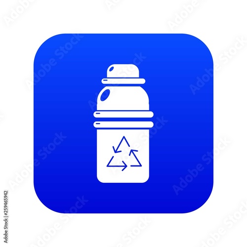 Purified water drink container icon blue vector isolated on white background