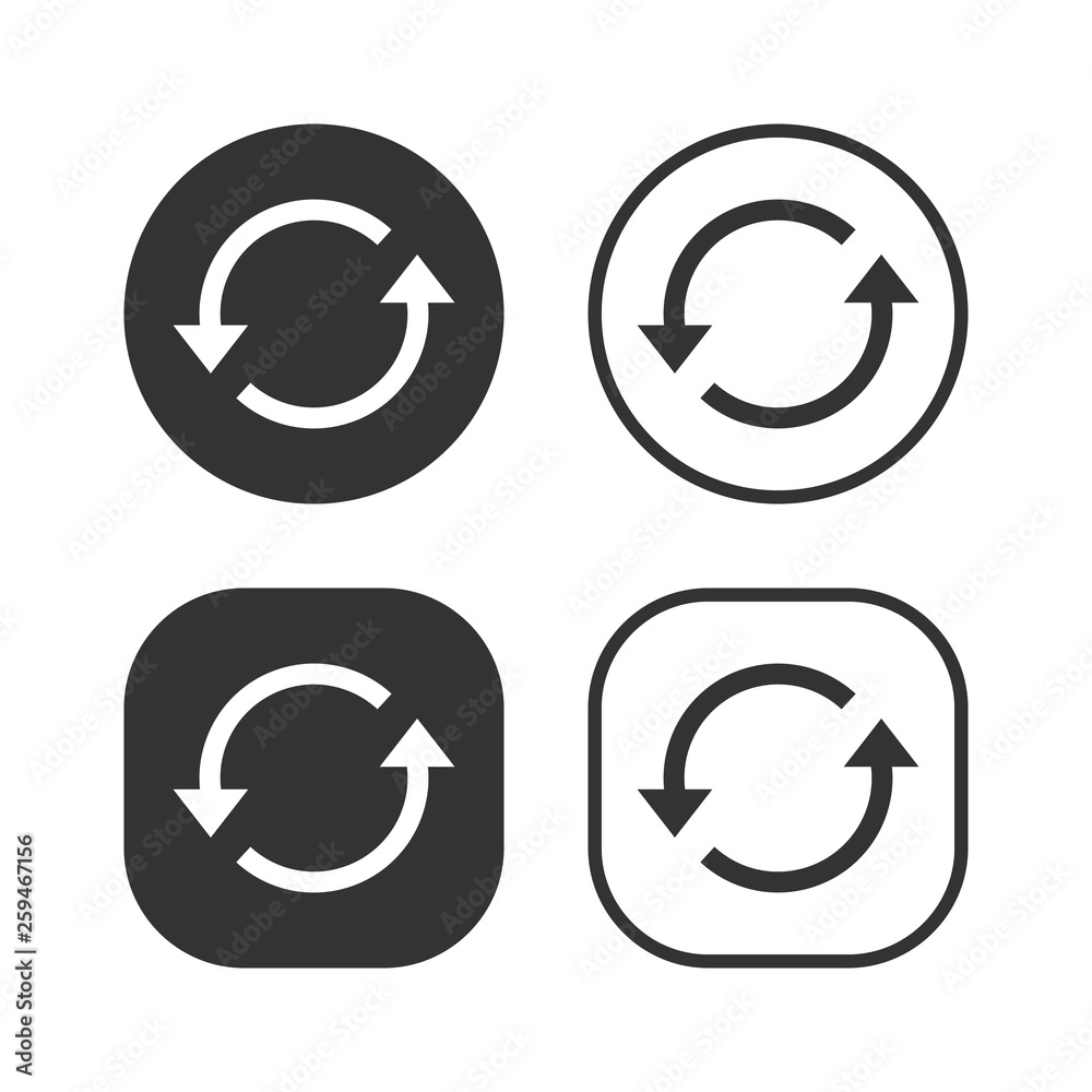 Arrow, refresh, update icon set. Vector illustration, flat design. Arrow, refresh, update icon set. Vector illustration, flat design.