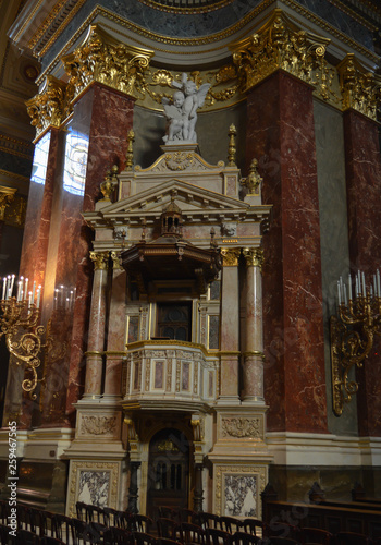 Interior of St. Stephen's Basilica (Szent Istvan Bazilika) in Budapest on December 29, 2017.