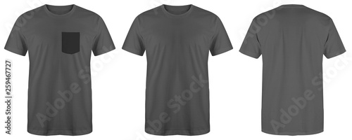 Blank t shirt bundle grey color isolated on white background, ready for your mock up design template