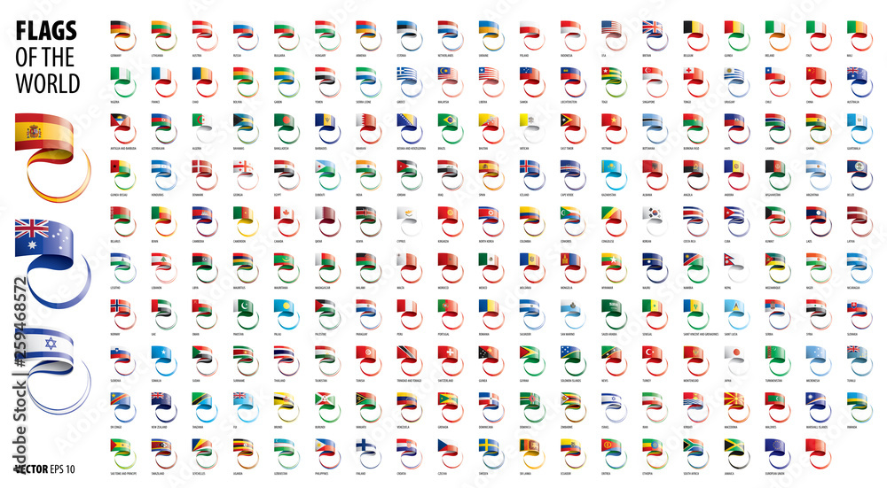 National flags of the countries. Vector illustration on white background National flags of the countries. Vector illustration on white background
