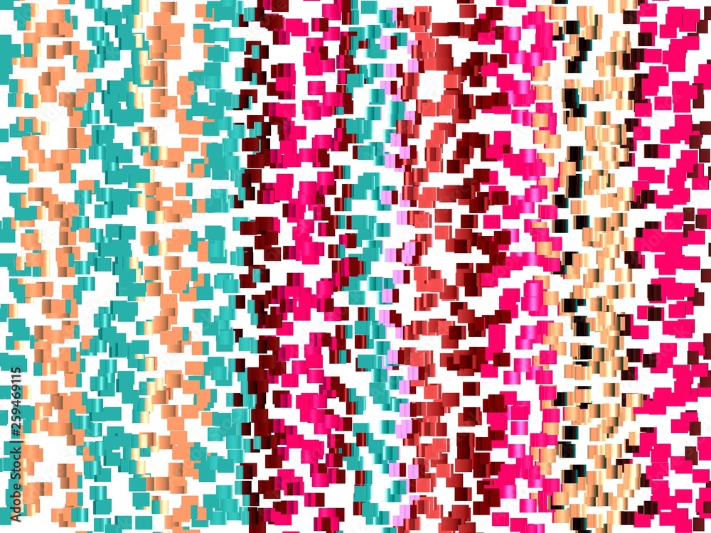 Fototapeta premium Vivid colorful shapes, sparkling forms on white background, texture