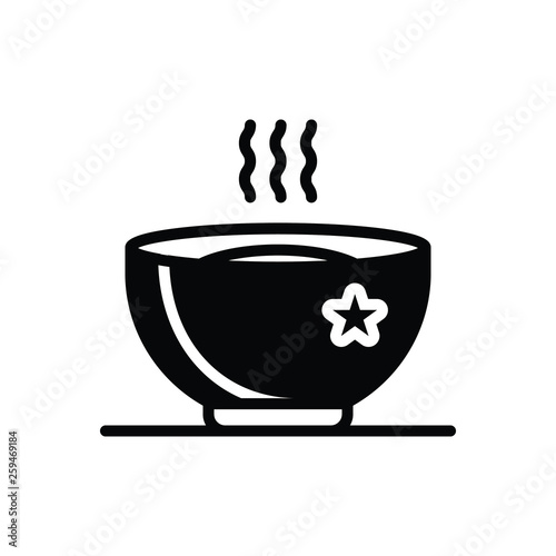 Black solid icon for hot soup