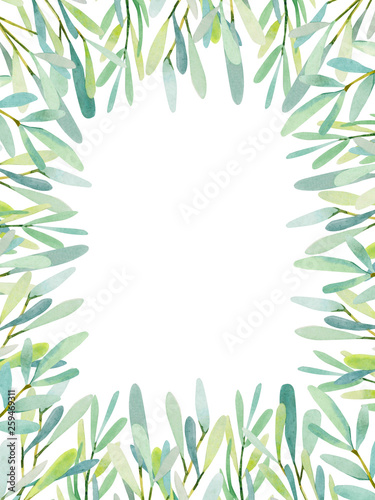 Watercolor floral illustration - Olives leaf frame  wedding stationary  greetings  wallpapers  fashion  background.