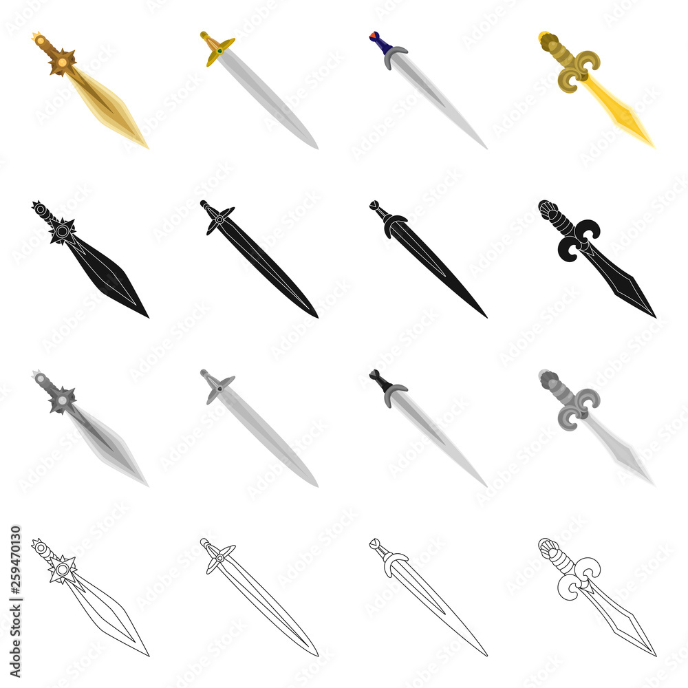 Vector illustration of game and armor sign. Collection of game and blade stock symbol for web. Vector illustration of game and armor sign. Collection of game and blade stock symbol for web.