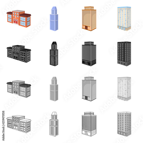 Vector illustration of construction and building symbol. Set of construction and estate stock symbol for web.