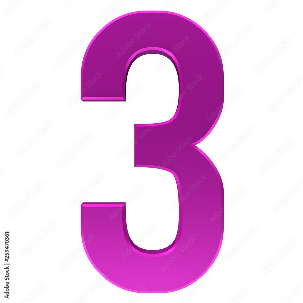 3 number three pink 3d rendering isolated white background 3 number three pink 3d rendering isolated white background