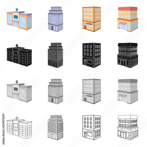 Vector illustration of construction and building symbol. Collection of construction and estate vector icon for stock.