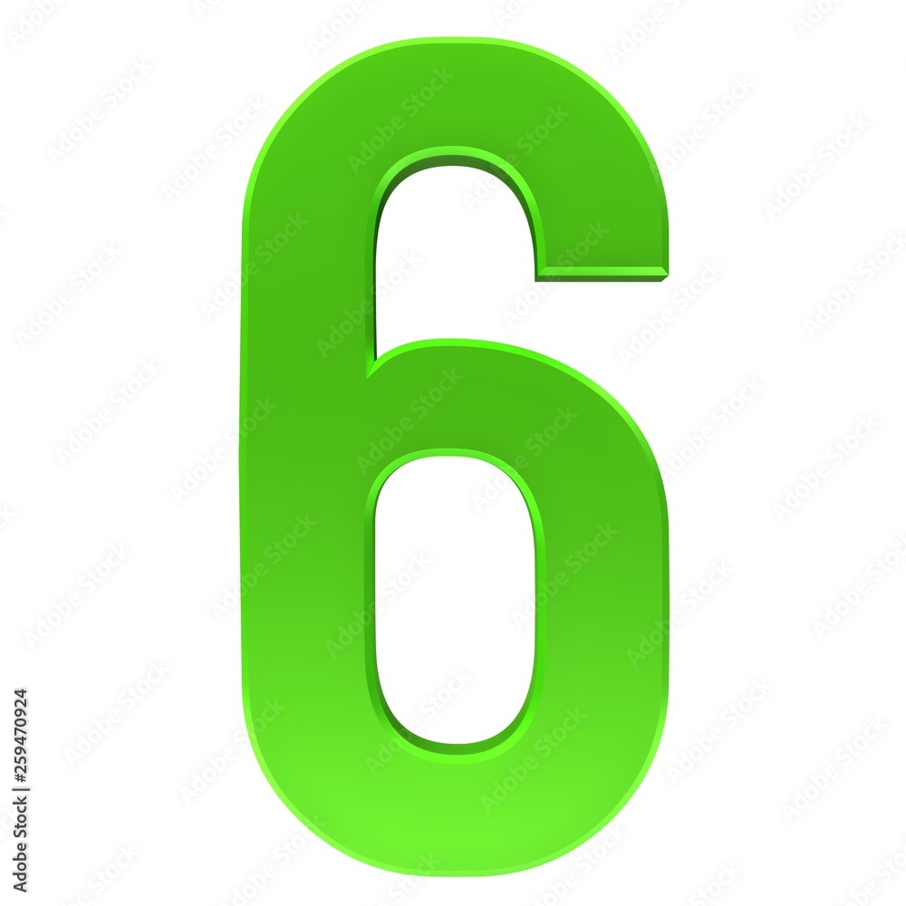 6 number six sixth green 3d render sign symbol icon isolated on white background 6 number six sixth green 3d render sign symbol icon isolated on white background