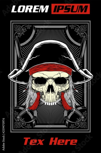 Skull pirate vector.detail hand drawing