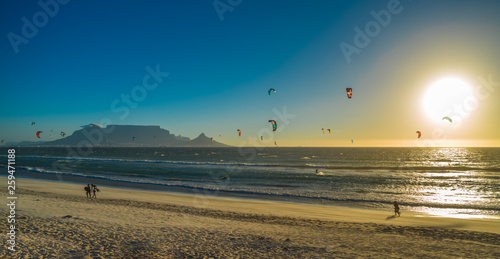 Kite surfers in Cape Town, South Africa. photo
