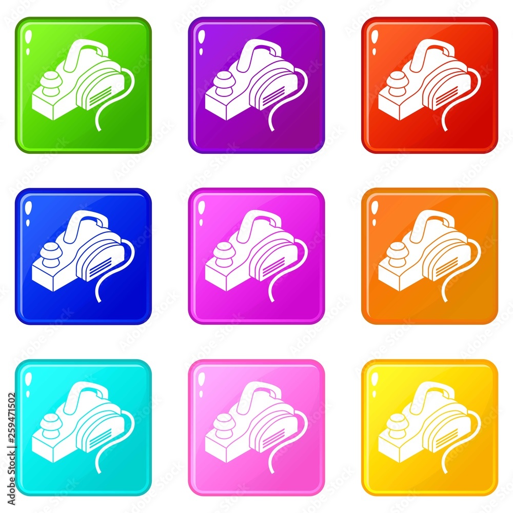Hand power tool icons set 9 color collection isolated on white for any design Hand power tool icons set 9 color collection isolated on white for any design