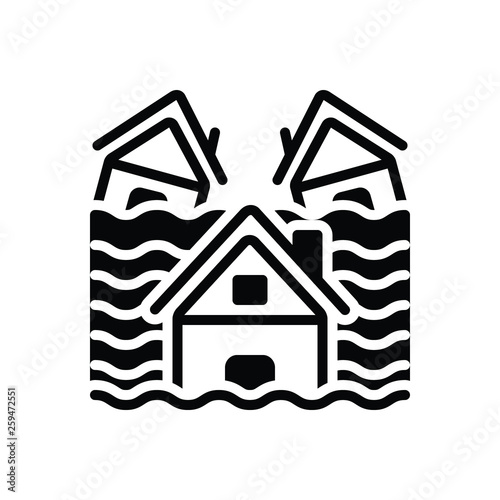Black solid icon for influx inundation
