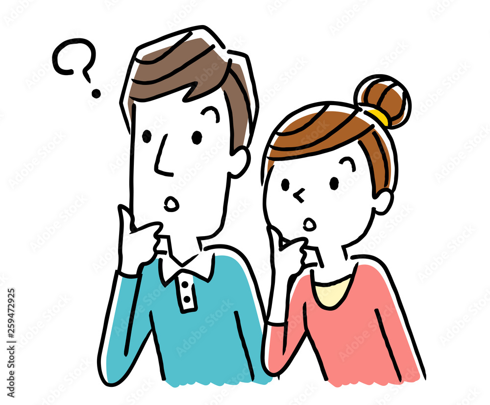 考える男性と女性 考える男性と女性