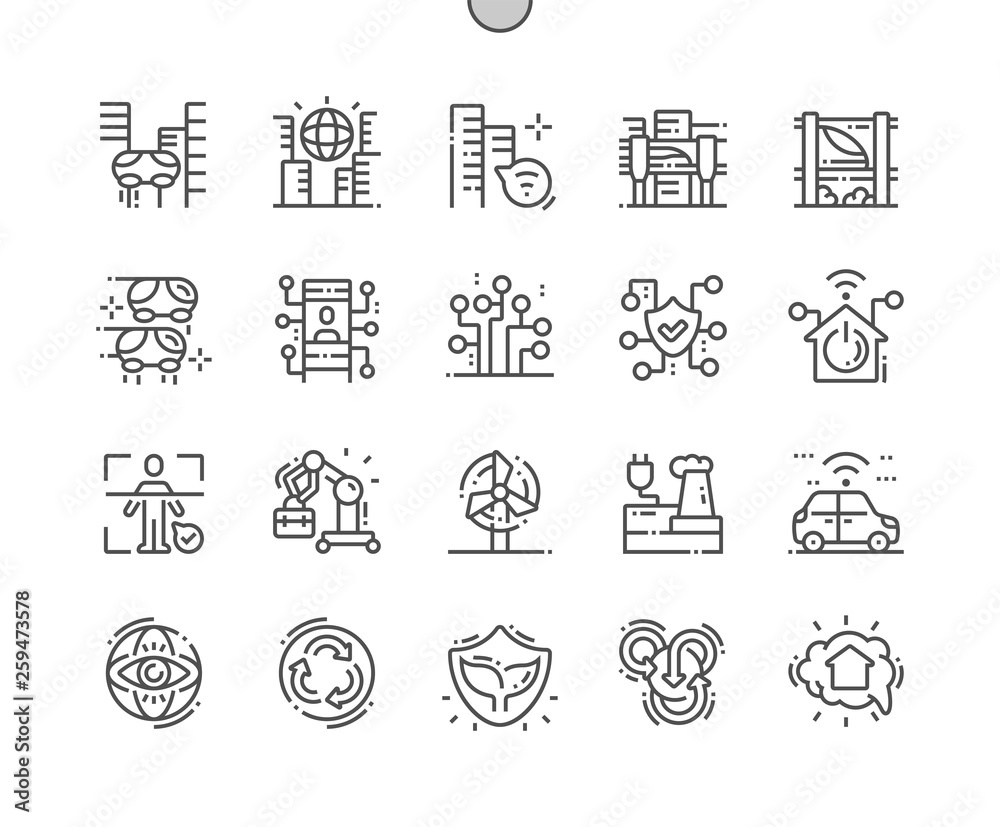 City of the future Well-crafted Pixel Perfect Vector Thin Line Icons 30 2x Grid for Web Graphics and Apps. Simple Minimal Pictogram