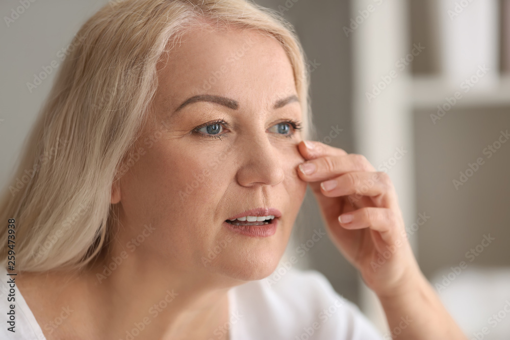 Mature woman with healthy skin at home Mature woman with healthy skin at home