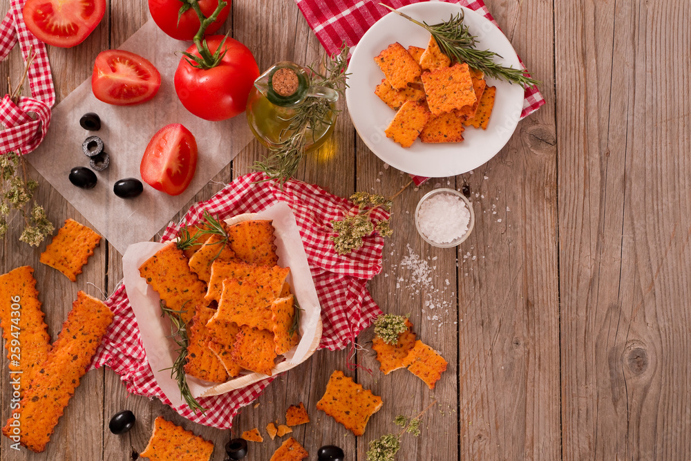 Tomato crackers. Tomato crackers.