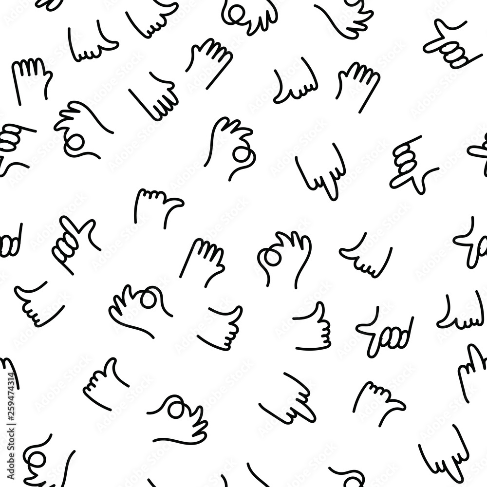 Ilustração Do Stock Hand Drawing Pattern Finger Gestures Ok Thumb And Index Finger Up Middle