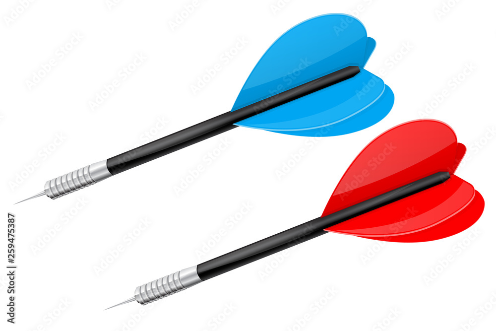 Darts with steel tip. Red and blue Darts with steel tip. Red and blue