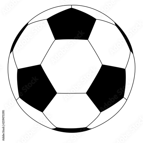 Soccer ball. Black and white flat icon