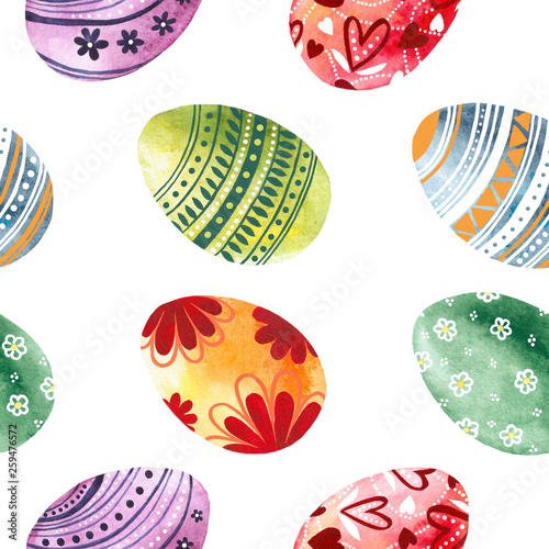 Watercolor pattern with easter eggs