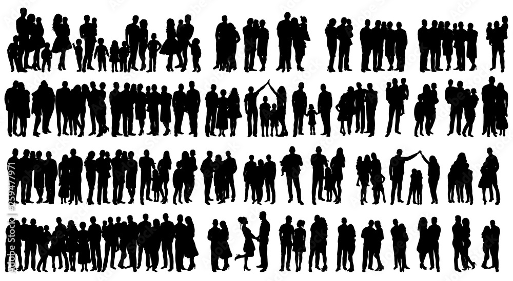 vector isolated silhouette people set