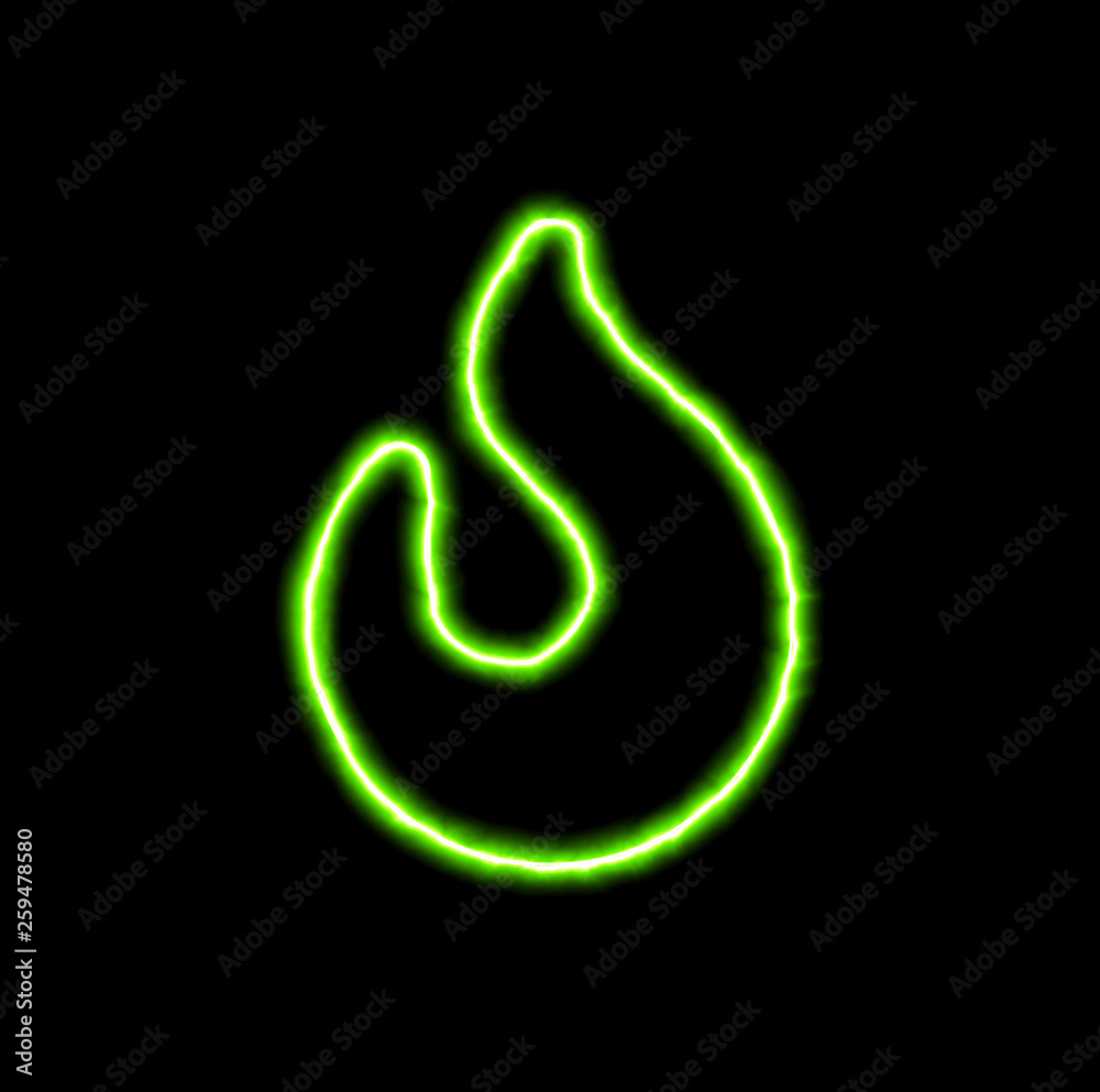 green neon symbol fire green neon symbol fire