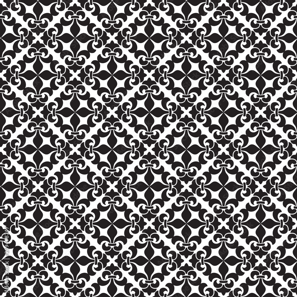 Orient vector classic pattern. Seamless abstract background with vintage elements. Damask black and white