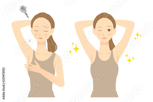 脇の下を気にする女性　before　after　01