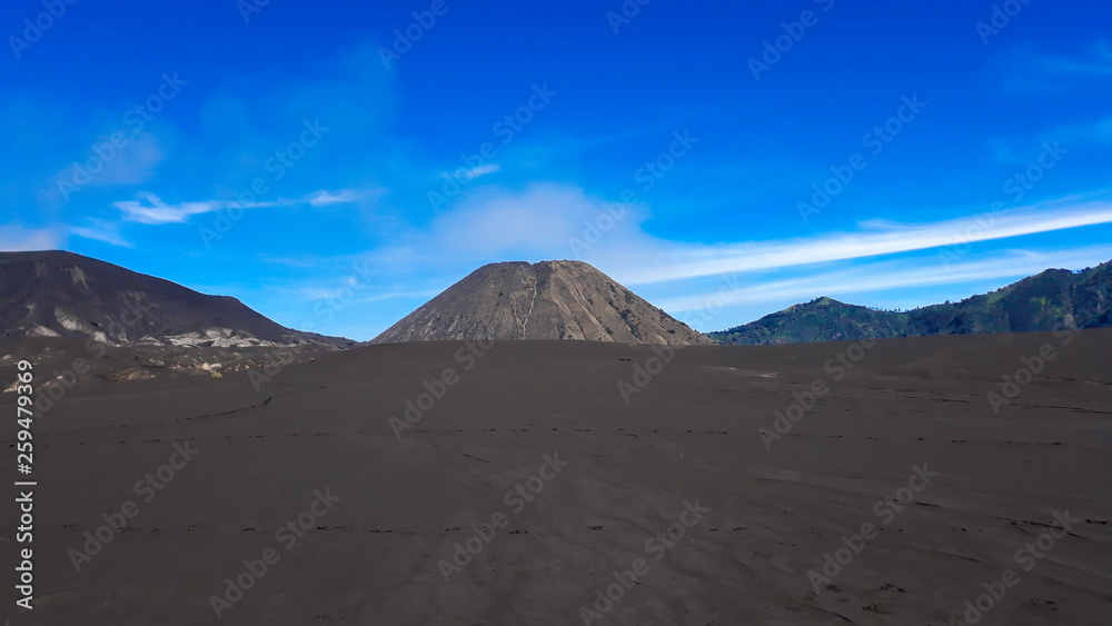 Landscape hill or mountain with a blue cloudy sky