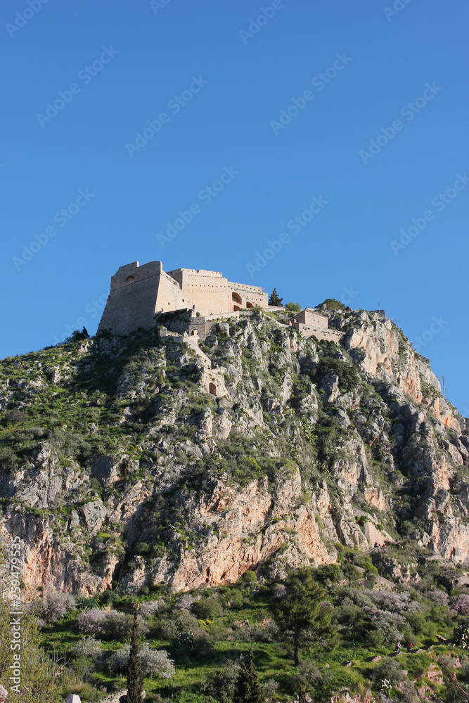 Palamidi castle on the hill above Nafplio city in Greece