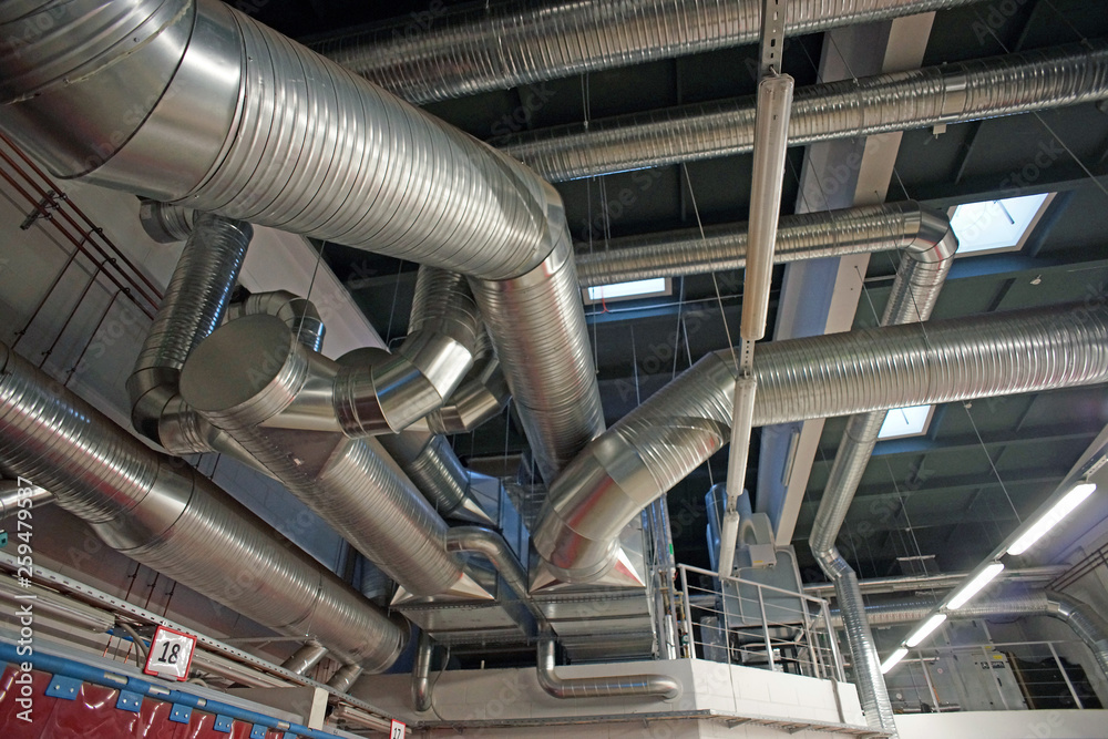 Ventilation pipes and ducts of industrial air condition