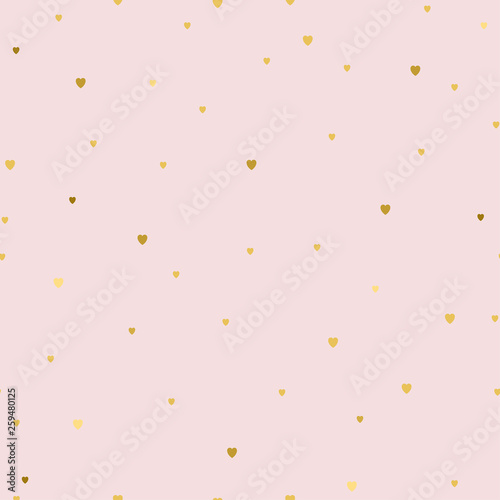 Vector Background with small gold hearts . Fashion style. Design backdrop for Textile, wallpaper, scrapbooking, wedding invitation card.