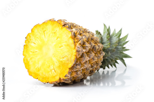 pineapple fresh isolated on white background and clipping path. The name of science : Ananas comosus.
