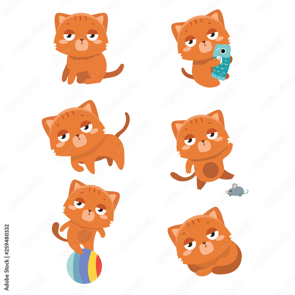 Set of different cartoon cats. .
