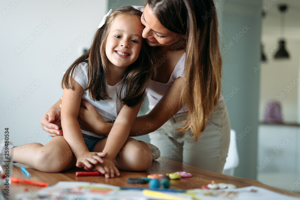 Fototapeta premium Happy family having fun time at home
